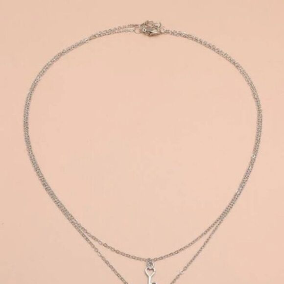 WHITE GOLD PLATED HEART KEY LOCK UNISEX PENDANT NECKLACE WITH INSPIRATIONAL CARD - Picture 5 of 9